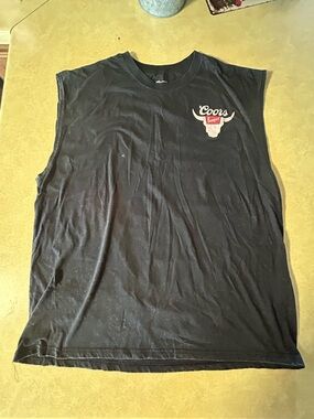 Vintage Coors Beer Short Sleeveless Men's Shirt in Black mens L